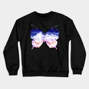 Watercolor Sky and Butterfly Crewneck Sweatshirt